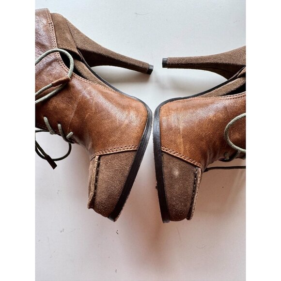 ELIZABETH & JAMES Casi Brown Leather Cut-Out High Heel Booties Boots, Size 6 - Picture 13 of 16